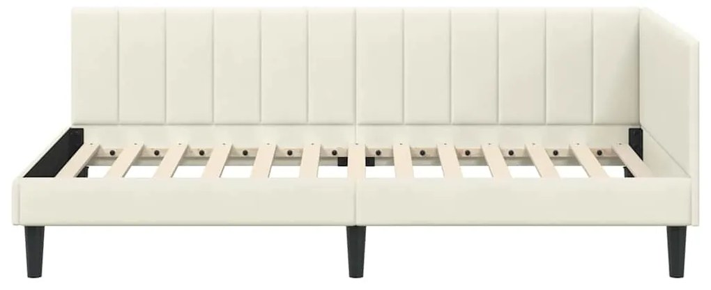 vidaXL Κρεβάτι Γωνίας με κεφαλάρι Κρεμ 100 x 200 cm Βελούδο