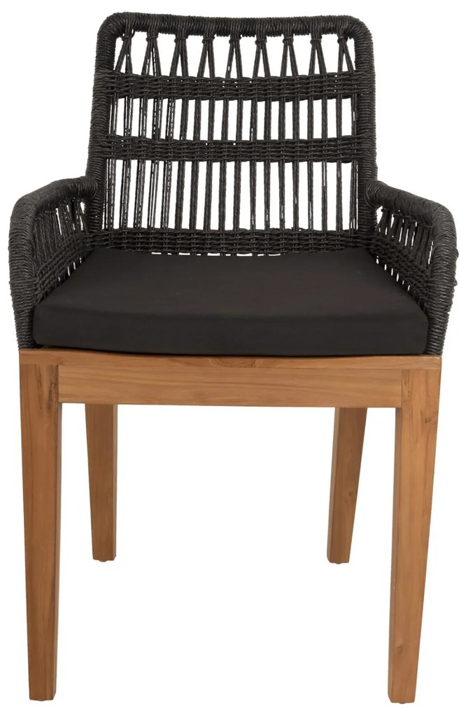 Καρέκλα - Πολυθρόνα STARDOM C9760.02 Μελί Ξύλο Teak με Μαύρο Σχοινί 57x65x83Yεκ. 57x65x83 εκ.