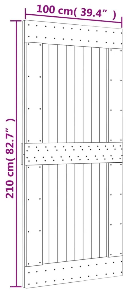 Πόρτα NARVIK 100 x 210 εκ. από Μασίφ Ξύλο Πεύκου - Καφέ