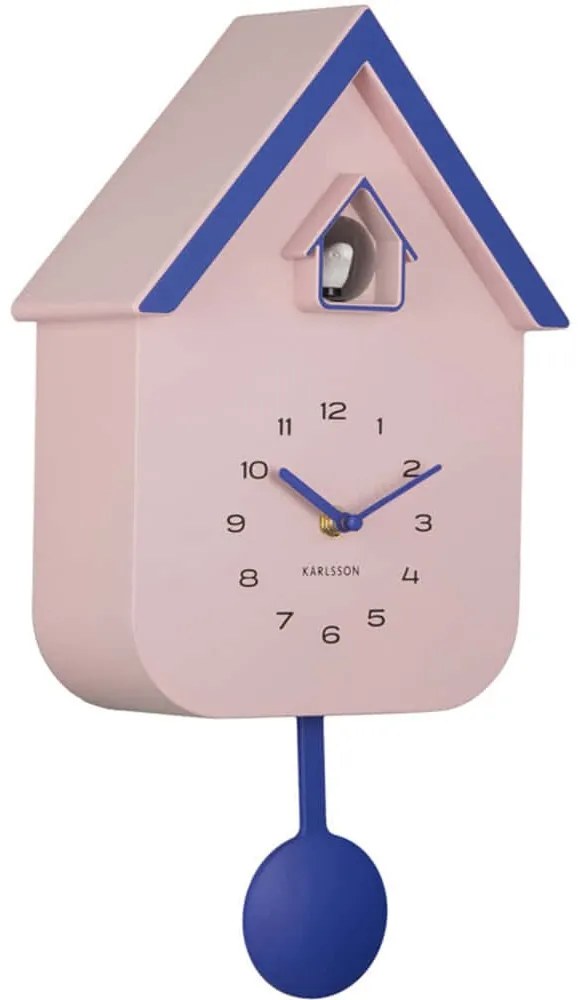 Ρολόι Τοίχου Dupla Color Cuckoo KA6081LP 21,5x8,5x41,5cm Soft Pink-Cobalt Blue Karlsson Πολυστερίνη