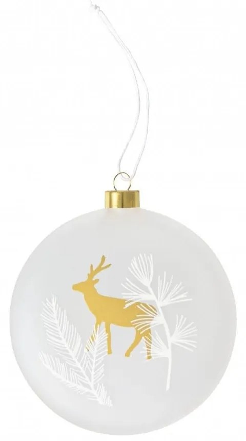 Χριστουγεννιάτικο Στολίδι Frosted Bauble Deer LBTRD0092373 10cm White-Gold Raeder