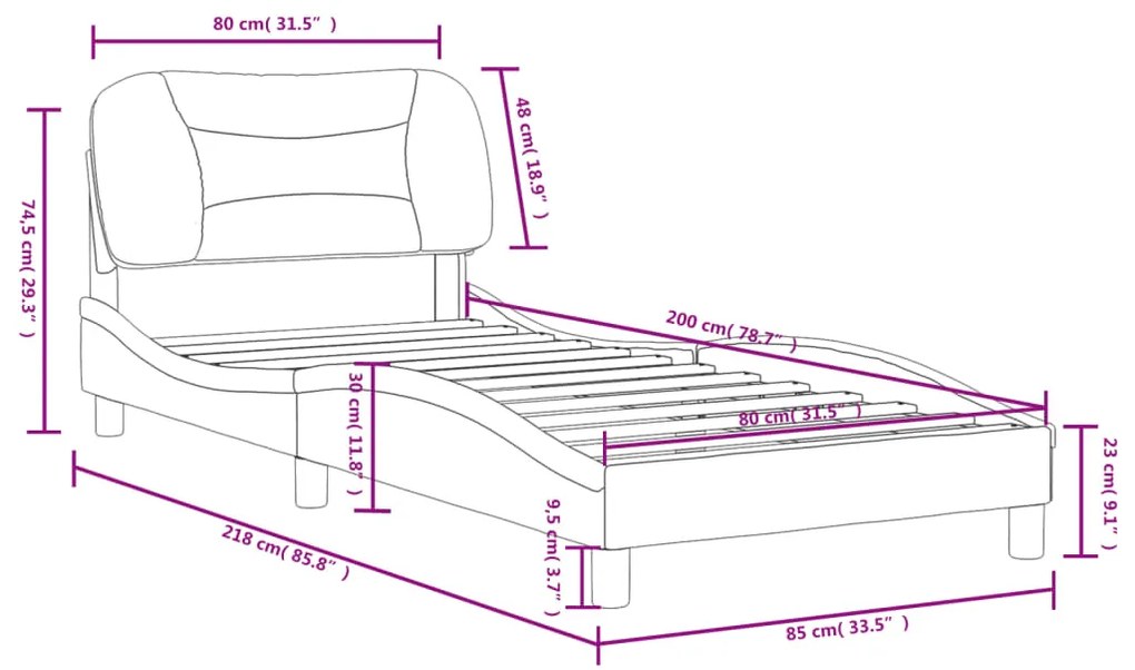 ΠΛΑΙΣΙΟ ΚΡΕΒΑΤΙΟΥ ΧΩΡΙΣ ΣΤΡΩΜΑ ΚΡΕΜΑ 80X200 CM ΎΦΑΣΜΑ 3207735