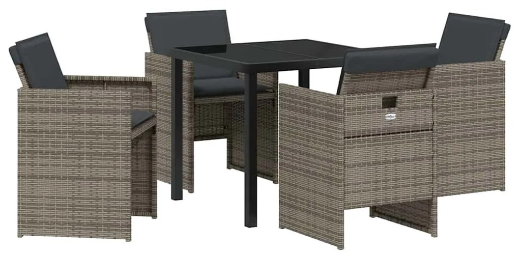 vidaXL Σέτ φαγητού για κήπο 5 pcs Γκρι συνθετικό ρατάν