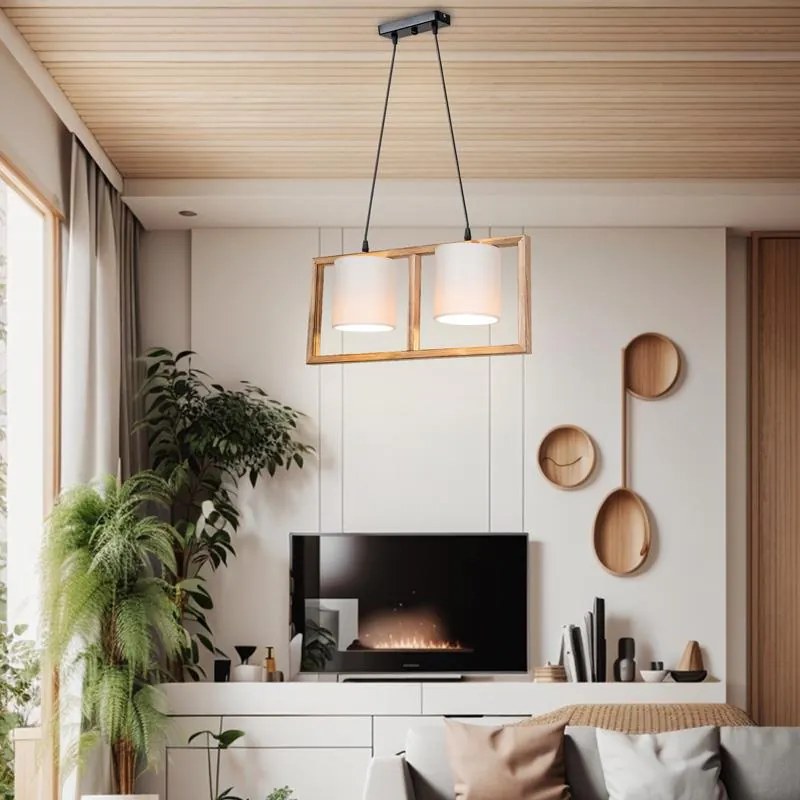 Φωτιστικό οροφής δίφωτο Sereda I Ε14 καφέ - κρέμ 54x14x27 εκ. 54x14x27 εκ.