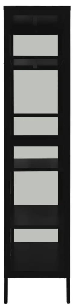 vidaXL Ντουλάπα Βιτρίνας Μαύρη 90 x 40 x 180 εκ. Ατσάλι / Ψημένο Γυαλί