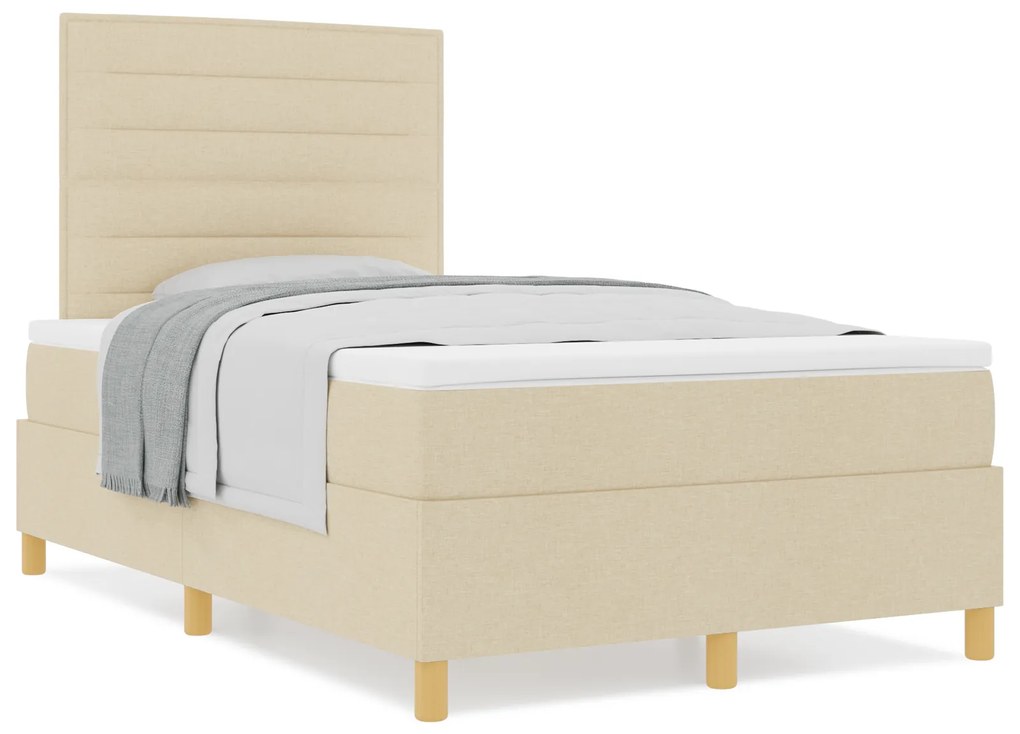 vidaXL Κρεβάτι με ελατήρια με στρώμα Κρεμ 120 x 200 cm ύφασμα