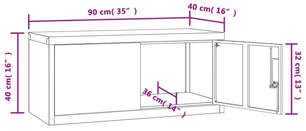 Αρχειοθήκη Μαύρη 90 x 40 x 40 εκ. από Ατσάλι - Μαύρο