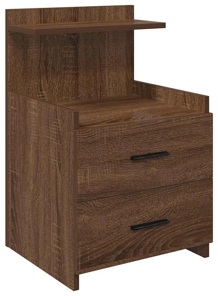 vidaXL Κομοδίνο με 2 Συρτάρια Καφέ Δρυς 40x36,5x62 εκ.