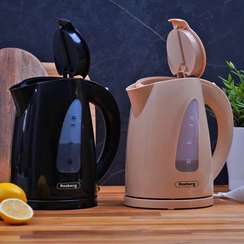 Ηλεκτρικός βραστήρας Oliver Voltz OV51230B, 2200W, 1,7 l, Φωτεινή ένδειξη, Ασύρματο, Μαύρο