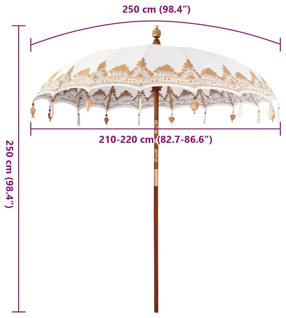 vidaXL Μπαλινέζικη Ομπρέλα Κρεμ (210-220) x 260 εκ.