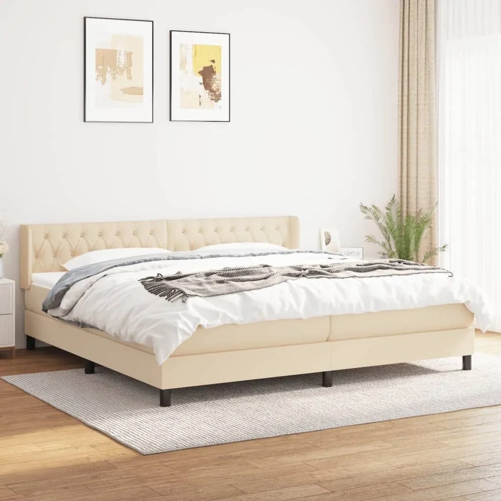 ΚΡΕΒΑΤΙ BOXSPRING ΜΕ ΣΤΡΩΜΑ ΚΡΕΜ 200X200 ΕΚ. ΥΦΑΣΜΑΤΙΝΟ 3129982