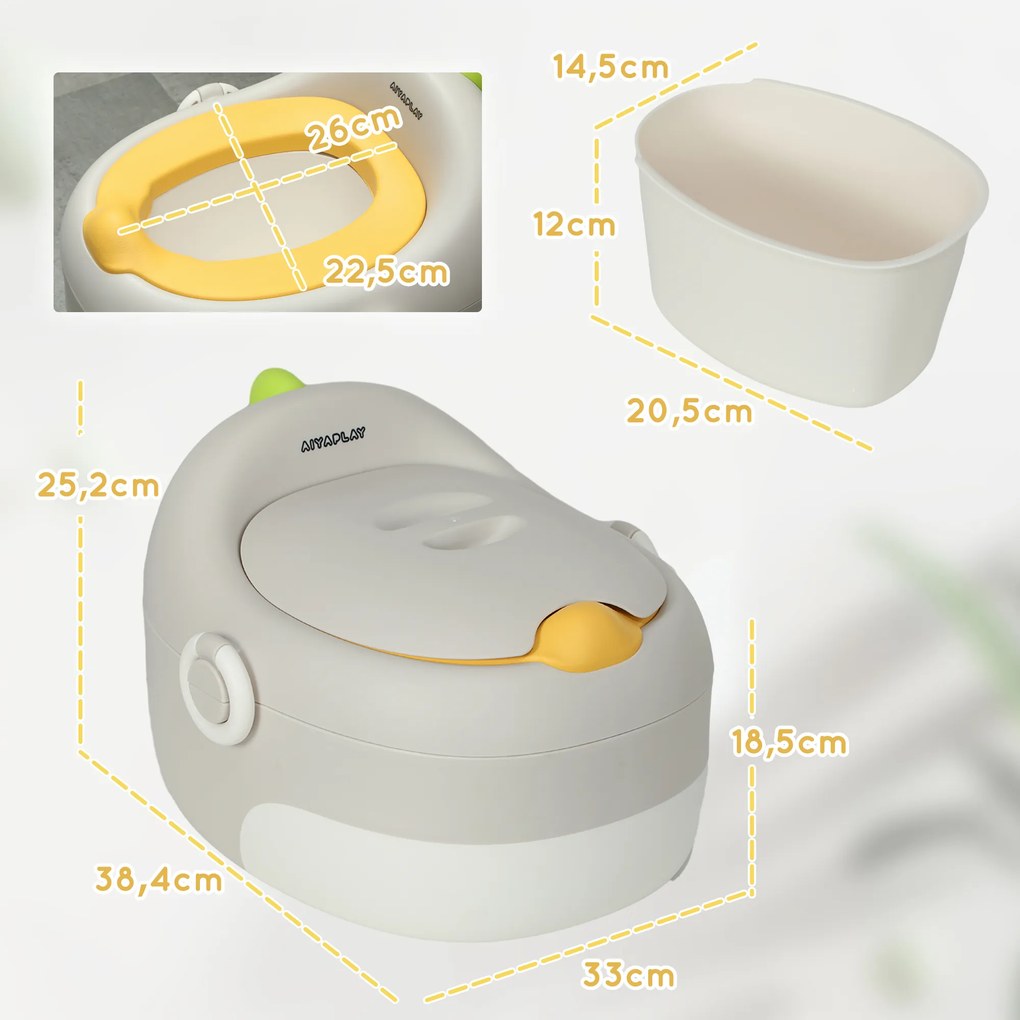 AIYAPLAY Γιογιό 3-σε-1 για Παιδιά, Αποσπώμενο Κάθισμα, Επένδυση από Δερματίνη, έως 50 kg, 6 μηνών έως 6 ετών, Γκρι