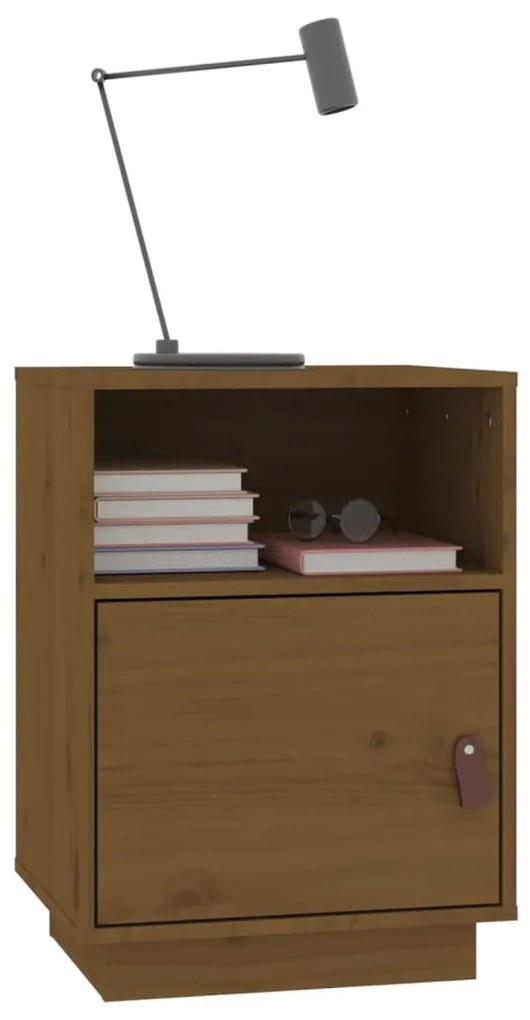 vidaXL Κομοδίνο Καφέ Μελί 40x34x55εκ. από Μασίφ Ξύλο Πεύκου