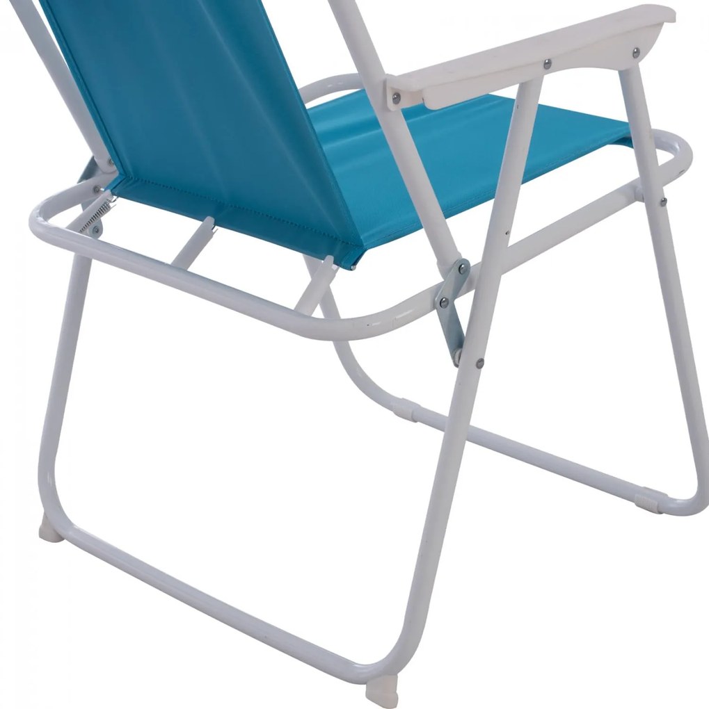 Καρέκλα Παραλίας DEVAL C5148 Μεταλλική Πτυσσόμενη με Ψηλή Πλάτη Σιέλ 56x61x84 εκ.