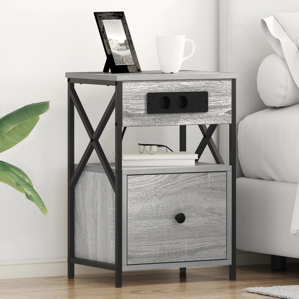 vidaXL Κομοδίνο Γκρι sonoma 40 x 31 x 60 εκ. Επεξεργασμένο ξύλο