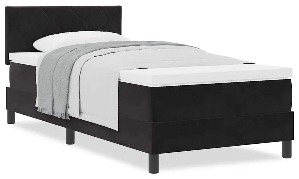 vidaXL Κρεβάτι με Ελατήρια και Στρώμα Μαύρο 90 x 190 cm ύφασμα