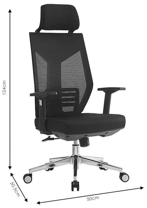 Καρέκλα γραφείου διευθυντή Commend pakoworld ύφασμα mesh μαύρο
