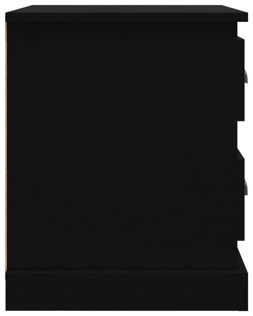 Κομοδίνα 2 τεμ. Μαύρα 39 x 39 x 47,5 εκ. από Επεξεργασμένο Ξύλο - Μαύρο