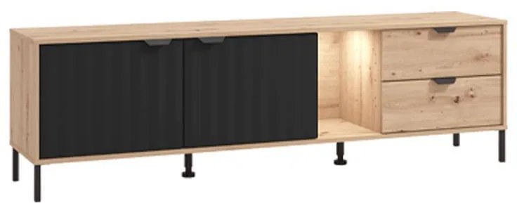 Έπιπλο Τηλεόρασης Vandea 4K2F2V Artisan Oak - Μαύρο Μάτ 183x40x54 εκ. 183x40x54 εκ.