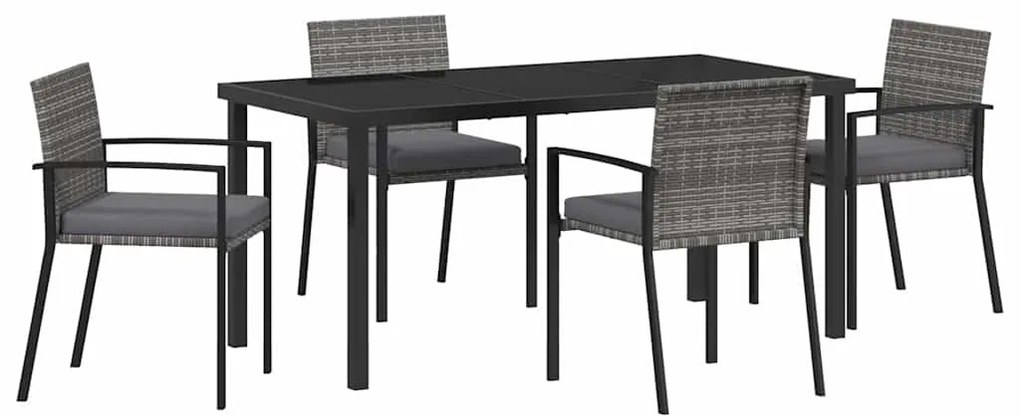 vidaXL Σέτ φαγητού για κήπο 5 pcs Γκρι Πολυ ράταν
