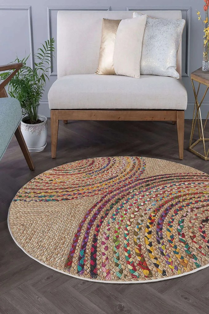 Χαλί Woopamuk480 599HFT4916 Natural-Multi Conceptum Hypnose 140X140cm Round