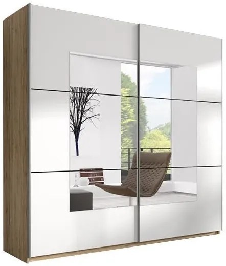 Ντουλάπα Συρόμενη Delta IV-200 x 61 x 210 εκ.-Φυσικό / Λευκό