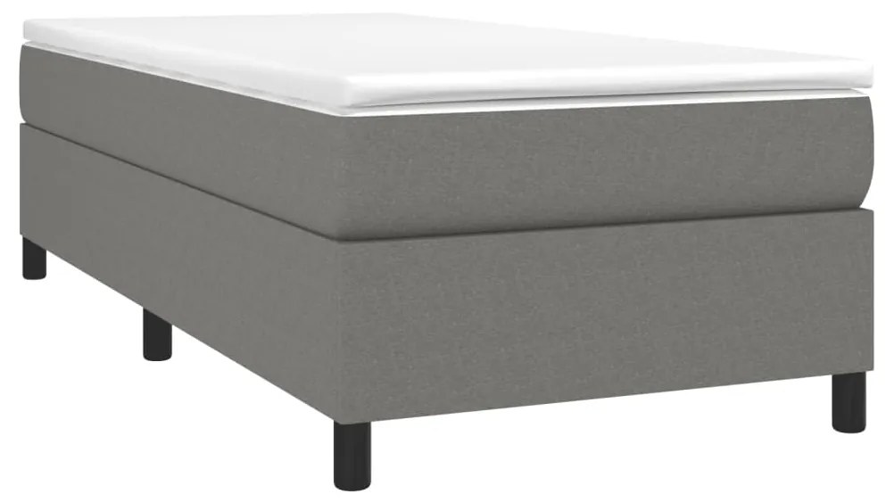 vidaXL Κρεβάτι Boxspring με Στρώμα Σκούρο Γκρι 100x200 εκ. Υφασμάτινο