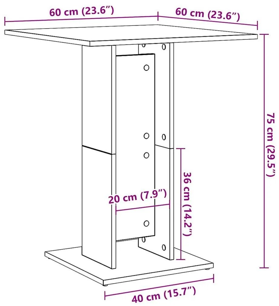 Τραπέζι Bistro Χρώμα Τεχνίτης Δρυς 60 x 60 x 75 εκ. Μοριοσανίδα - Καφέ