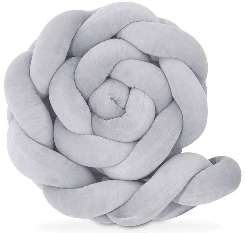 Πάντα πλεξούδα τριπλή χειροποίητη Velvet 200x18εκ Light Grey