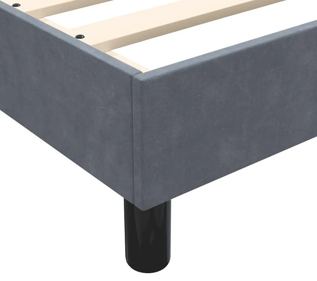 BOX SPRING ΚΡΕΒΑΤΙ ΧΩΡΙΣ ΣΤΡΩΜΑ ΣΚΟΥΡΟ ΓΚΡΙ 90X210 CM ΒΕΛΟΥΔΙΝΟ 3315808