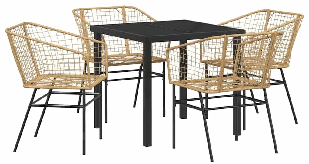 vidaXL Σέτ φαγητού για κήπο 5 pcs Καφέ συνθετικό ρατάν