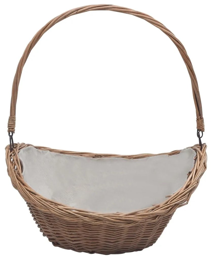 286987 Firewood Basket with Handle 57x46,5x52 cm Brown Willow - Καφέ