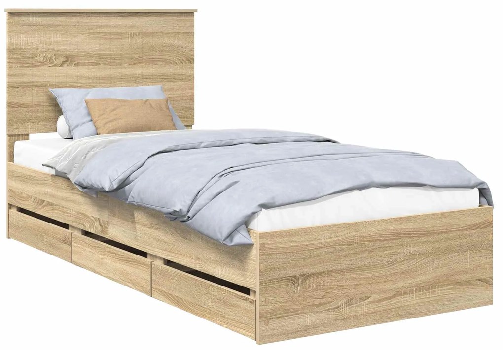 vidaXL Σκελετός Κρεβατιού Δρύς Sonoma 90 x 190 cm Μηχανήματος Ξύλο