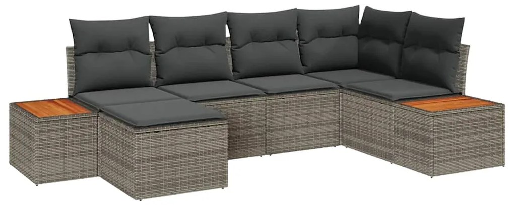 vidaXL Σετ Καναπέ Κήπου με μαξιλάρι 6 pcs Γκρι Πολυ ράταν