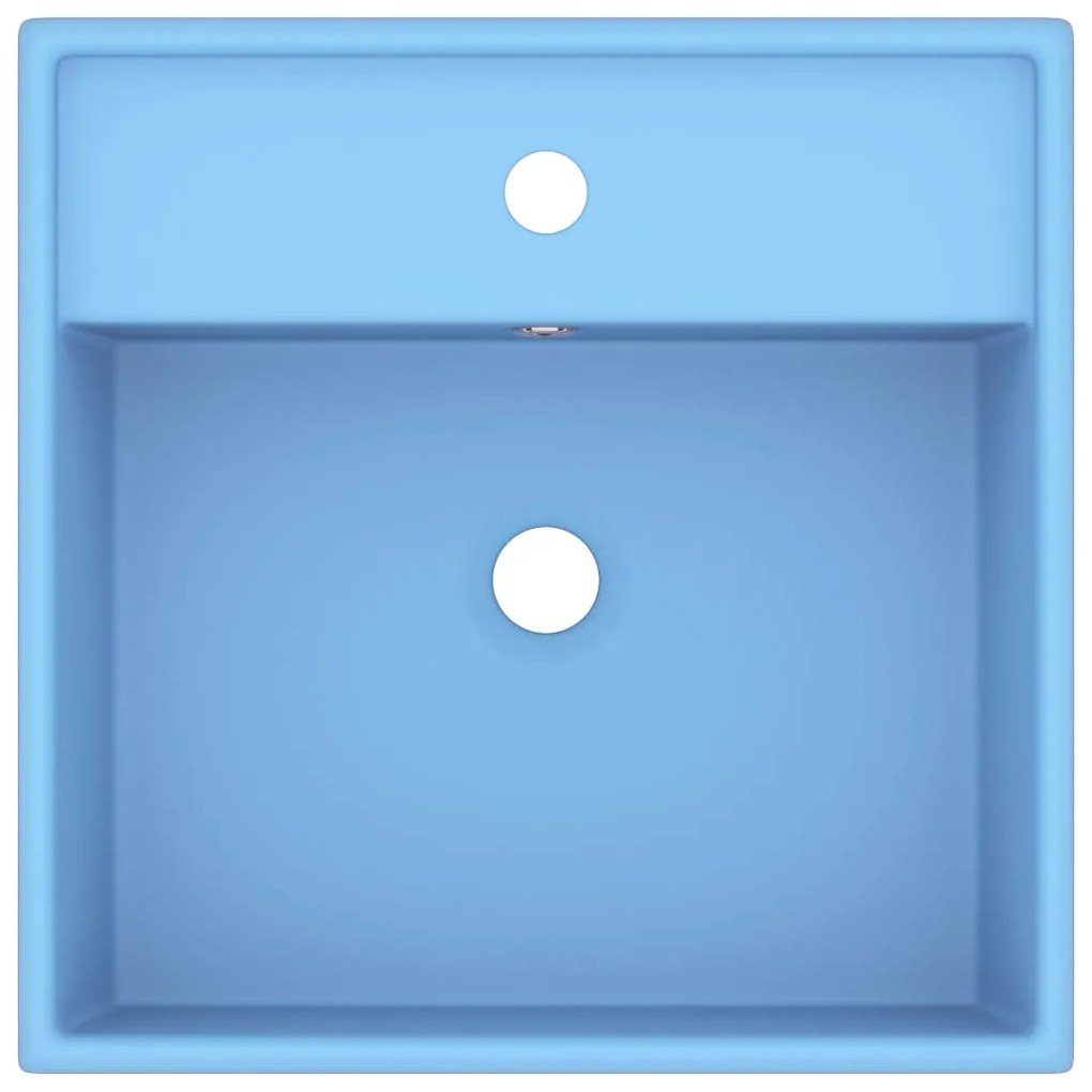 vidaXL Νιπτήρας με Υπερχείλιση Τετράγωνο Γαλάζιο Ματ 41x41 εκ Κεραμικό