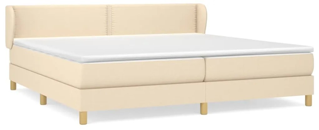 vidaXL Κρεβάτι Boxspring με Στρώμα Κρεμ 200x200 εκ. Υφασμάτινο