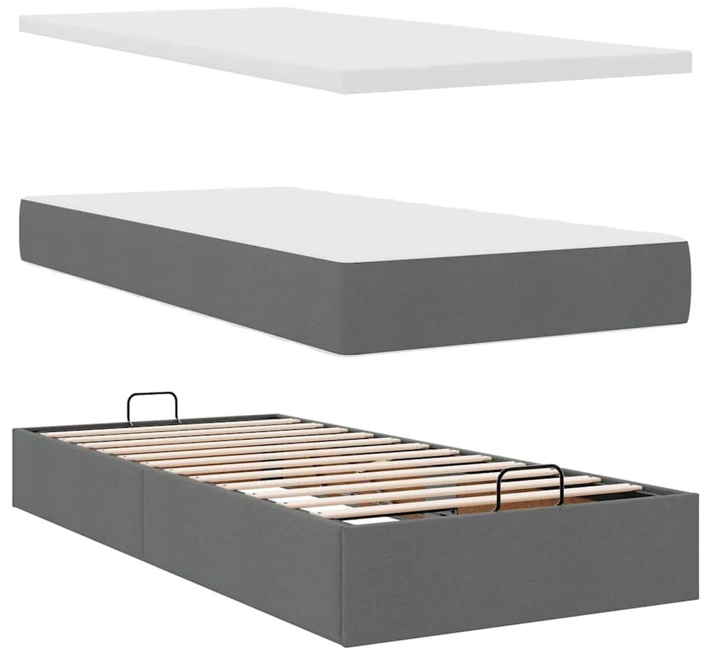 Οθωμανικό κρεβάτι με στρώμα Σκούρο γκρι 80x200cm ύφασμα 3313279