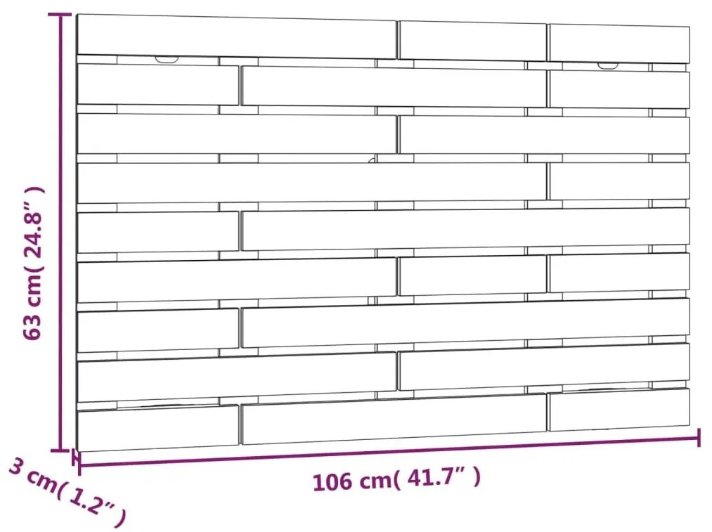 Κεφαλάρι Τοίχου Μελί 106x3x63 εκ. από Μασίφ Ξύλο Πεύκου - Καφέ