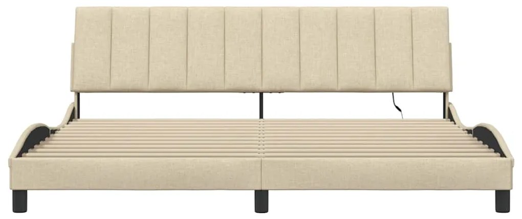 vidaXL Σκελετός Κρεβατιού Χωρίς Στρώμα Hanko Κρεμ 200x200 εκ. Υφασμάτινο