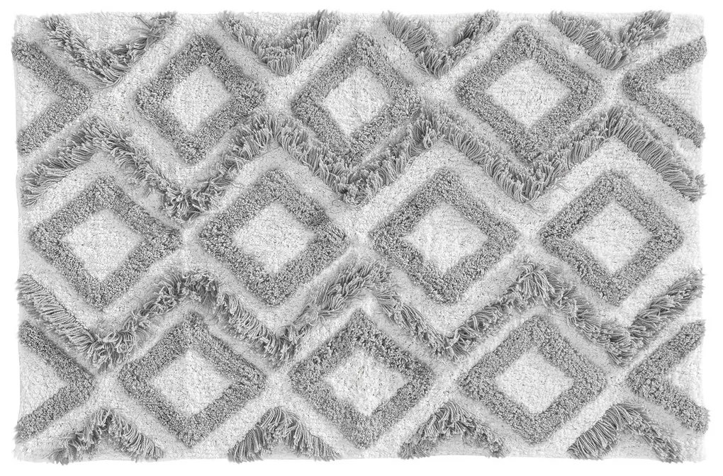 Πατάκια μπάνιου Douceur d intérieur  TAPIS DE BAIN 50 x 80 CM COTON JACQUARD IKATIS BLANC/GRIS