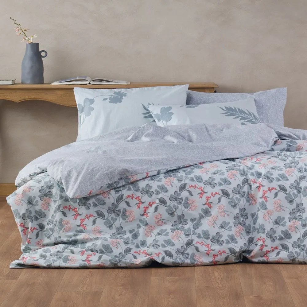 Σεντόνια Karina 19 (Σετ 4τμχ) Blue Kentia Queen Size 240x270cm 100% Βαμβάκι