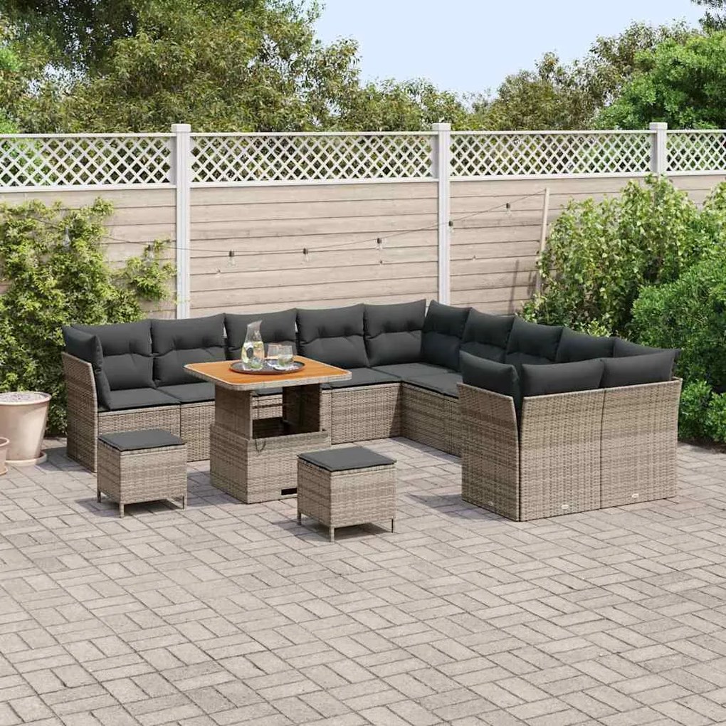 vidaXL Σετ Καναπέ Κήπου 13 pcs Γκρι συνθετικό ρατάν