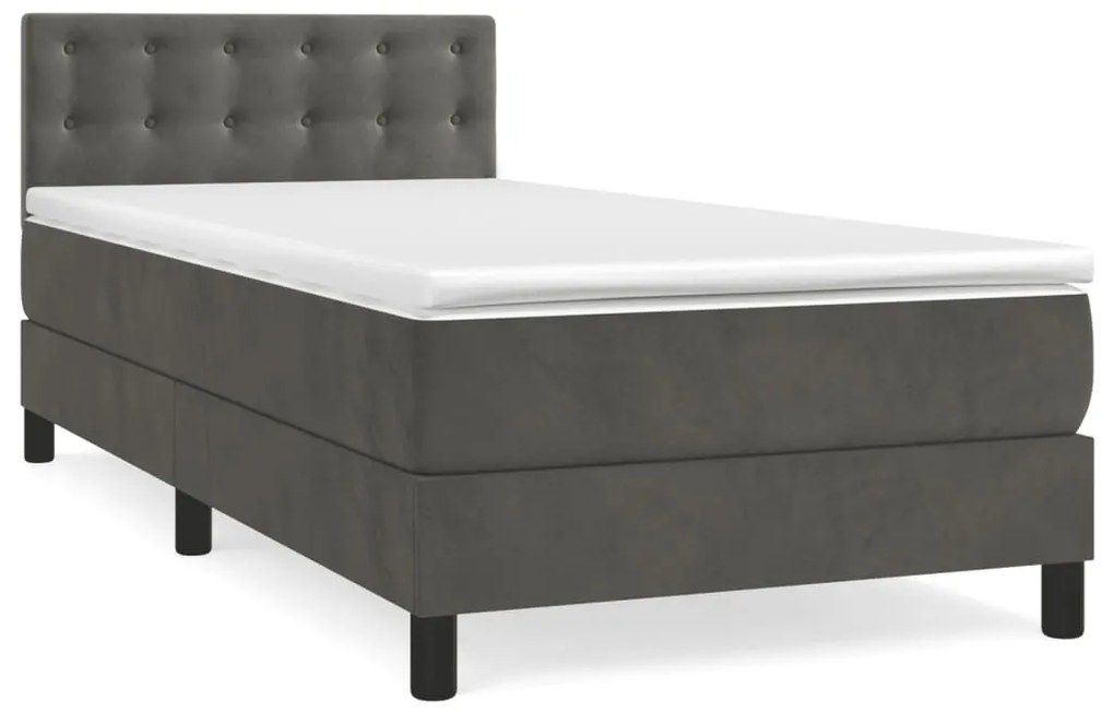 vidaXL Κρεβάτι Boxspring με Στρώμα Σκούρο Γκρι 80x200 εκ. Βελούδινο