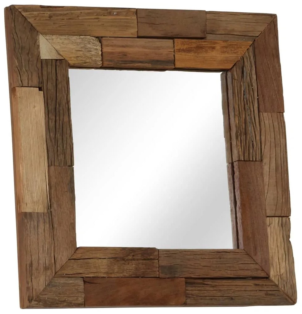 Καθρέφτης 50 x 50 εκ. από Μασίφ Ανακυκλωμένο Ξύλο - Καφέ