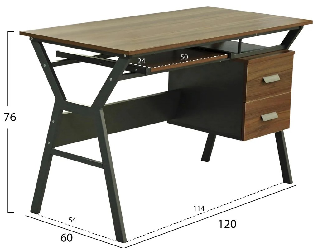 ΓΡΑΦΕΙΟ ΚΑΡΥΔΙ-ΓΚΡΙ ΜΕ ΜΑΤ ΓΚΡΙ ΣΚΕΛΕΤΟ  120X60X76εκ.