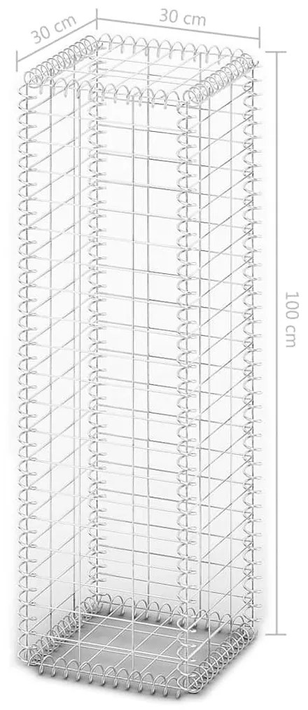 Συρματοκιβώτιο 100 x 30 x 30 εκ. Γαλβανισμένο Σύρμα με Καπάκια  - Ασήμι