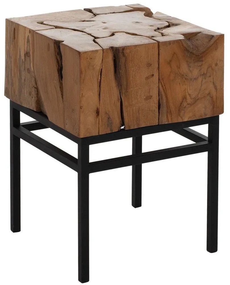 Τραπεζάκι Βοηθητικό HM9353 38x38x55cm Από Μασίφ Ξύλο Natural Τeak Metal,Wood