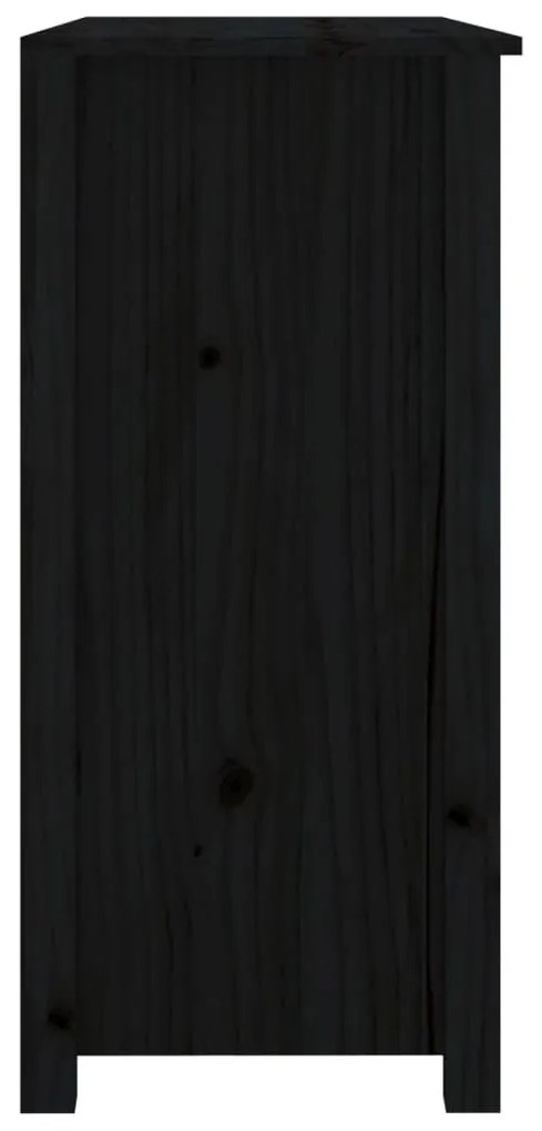 Ντουλάπι Μαύρο 100 x 35 x 74 εκ. από Μασίφ Ξύλο Πεύκου - Μαύρο