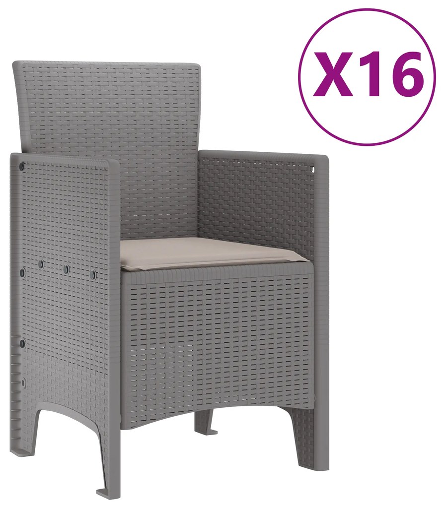 vidaXL Σετ Τραπεζαρίας Κήπου με Μαξιλάρια 17 pcs Ανοιχτό γκρι Large