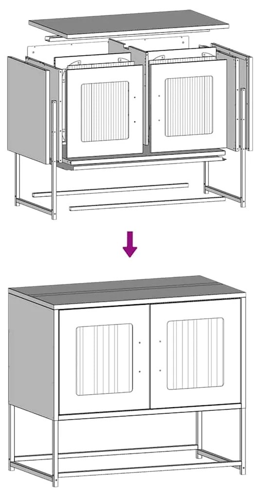 ντουλάπι τηλεόρασης Μαύρο 68x39x60,5cm από χάλυβα ψυχρής έλασης - Μαύρο